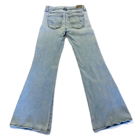 American Eagle Next Level Stretch Low Rise Distressed Flare Jeans Size 2 Regular - Picture 2 of 16